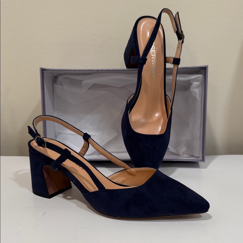 NEW - Roserwish Navy Slingback 2.5” Heels for Women ( sz 8.5) - Picture 1 of 7